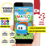 Invitación animada de cumpleaños de Leo el camión: video de invitación personalizada