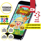 Invitación de cumpleaños animada de Safari Plim Plim: video personalizado