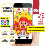 Bombero Plim Plim, video invitación, logotipo y detalles personalizados, invitación de cumpleaños Plim Plim MP4