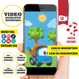Invitación animada de cumpleaños de Leo el camión: video de invitación personalizada