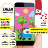 Invitación animada de cumpleaños de Leo el camión: video de invitación personalizada