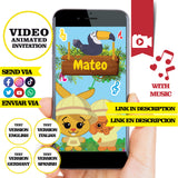 Invitación de cumpleaños animada de Safari Plim Plim: video personalizado