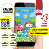 Invitación animada de cumpleaños de Leo el camión: video de invitación personalizada