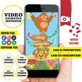 Invitación de cumpleaños animada de Safari Plim Plim: video personalizado