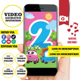 Invitación animada de cumpleaños de Leo el camión: video de invitación personalizada