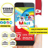 Invitación de video animada de cumpleaños de Color Crew, Goo Goo Gaa Gaa: invitación personalizada para fiesta