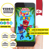 PJ Mask, fiesta en la piscina, video invitación personalizada de Blippi para cumpleaños. Comparte por WhatsApp o Messenger. Entrega en 48 h. ¡Sin impresión, solo diversión digital!