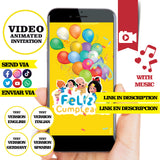 Invitación animada de cumpleaños de Cleo y Cuquín (video) – Invitación personalizada