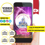 Invitación de cumpleaños animada de princesas Disney: invitación personalizada para fiesta