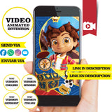 Invitación animada de cumpleaños de Santiago of the Seas: invitación personalizada para fiesta