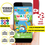 Invitación animada de cumpleaños de Leo el camión: video de invitación personalizada