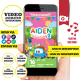 Invitación animada de cumpleaños de Leo el camión: video de invitación personalizada