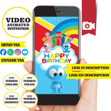 Invitación de video animada de cumpleaños de Color Crew, Goo Goo Gaa Gaa: invitación personalizada para fiesta