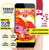 Bombero Plim Plim, video invitación, logotipo y detalles personalizados, invitación de cumpleaños Plim Plim MP4