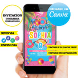 Fiesta en la piscina, plantilla de invitación editable en Canva, descarga digital gratuita, invitación en PDF