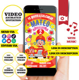 Bombero Plim Plim, video invitación, logotipo y detalles personalizados, invitación de cumpleaños Plim Plim MP4