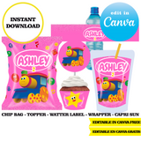 Editable Bob the train Party Kit – Canva Templates (Chip Bags, Labels & More)