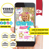 Invitación animada de cumpleaños con video "Me gusta Nastya" - Invitación personalizada para fiesta