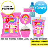 Editable Pop it Party Kit – Canva Templates (Chip Bags, Labels & More)