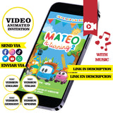 Invitación animada de cumpleaños de Leo el camión: video de invitación personalizada