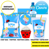 Ben and Holly, editable template, Canva editable instant digital download, chip bag, topper, label, capri sun