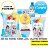 Editable Cleo and cuquin Party Kit – Canva Templates (Chip Bags, Labels & More)