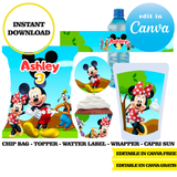 Editable Mickey Mouse Party Kit – Canva Templates (Chip Bags, Labels & More)