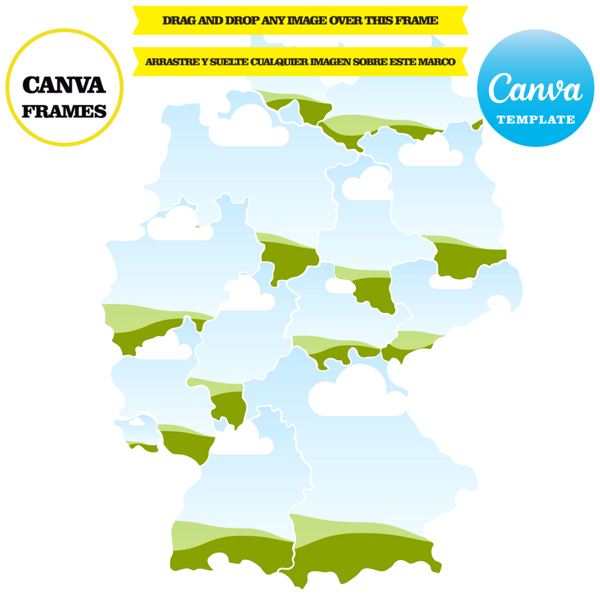 Germany, frame template Germany, mockup, drag and drop, add your own b