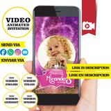 Invitación de cumpleaños animada de princesas Disney: invitación personalizada para fiesta