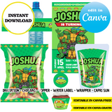Tortugas Ninja – Plantillas de Canva (bolsas de papas fritas, etiquetas y más)