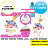 Editable My little pony Party Kit – Canva Templates (Chip Bags, Labels & More)