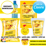 Pokemon, Pikachu cards, Canva Templates, Invitation, Chip Bags, Labels, Capri sun, Toppers