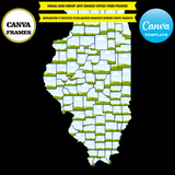 Mapas de Illinois, marco de elementos, estado de EE. UU., arrastrar y soltar en Canva