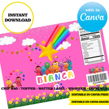 Editable Bichikids Party Kit – Canva Templates (Chip Bags, Labels & More)