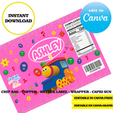 Editable Bob the train Party Kit – Canva Templates (Chip Bags, Labels & More)