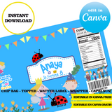 Ben and Holly, editable template, Canva editable instant digital download, chip bag, topper, label, capri sun