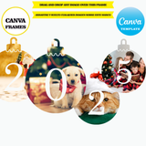 Christmas alphabet, frame template christmas ball mockup, drag and drop, add your own background, add your own image, Digital download