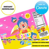 Fiesta en la piscina Plim Plim, Plantillas de Canva, Invitación, Bolsas de Papas Fritas, Etiquetas, Capri Sun, Adornos (Copia)