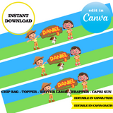 Editable Leo the Wildlife Ranger Party Kit – Canva Templates (Chip Bags, Labels & More)