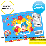 Editable Plim plim Party Kit – Canva Templates (Chip Bags, Labels & More)