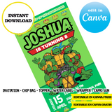 Tortugas Ninja – Plantillas de Canva (bolsas de papas fritas, etiquetas y más)