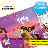 Spirit, plantilla editable, descarga digital instantánea editable de Canva, bolsa de patatas fritas, adorno, etiqueta
