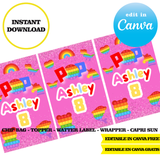 Editable Pop it Party Kit – Canva Templates (Chip Bags, Labels & More)