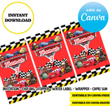 Coches, plantilla editable, descarga digital instantánea editable de Canva, bolsa de patatas fritas, adorno, etiqueta