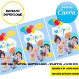 Editable Cleo and cuquin Party Kit – Canva Templates (Chip Bags, Labels & More)