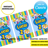 Editable Pororo Party Kit – Canva Templates (Chip Bags, Labels & More)