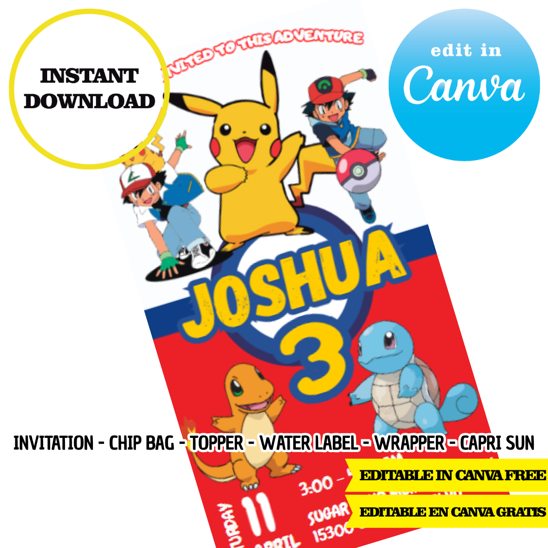 Pokemon Canva editable template Phigraphic