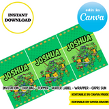 Tortugas Ninja – Plantillas de Canva (bolsas de papas fritas, etiquetas y más)
