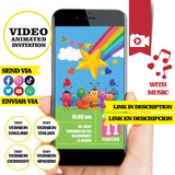 Invitación animada de cumpleaños de Bichikids: invitación personalizada para fiesta