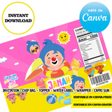 Fiesta en la piscina Plim Plim, Plantillas de Canva, Invitación, Bolsas de Papas Fritas, Etiquetas, Capri Sun, Adornos (Copia)